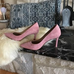 pink suede heels